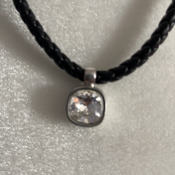 zoppini necklace silver, black cord & Rhinestone - Picture 7 of 8